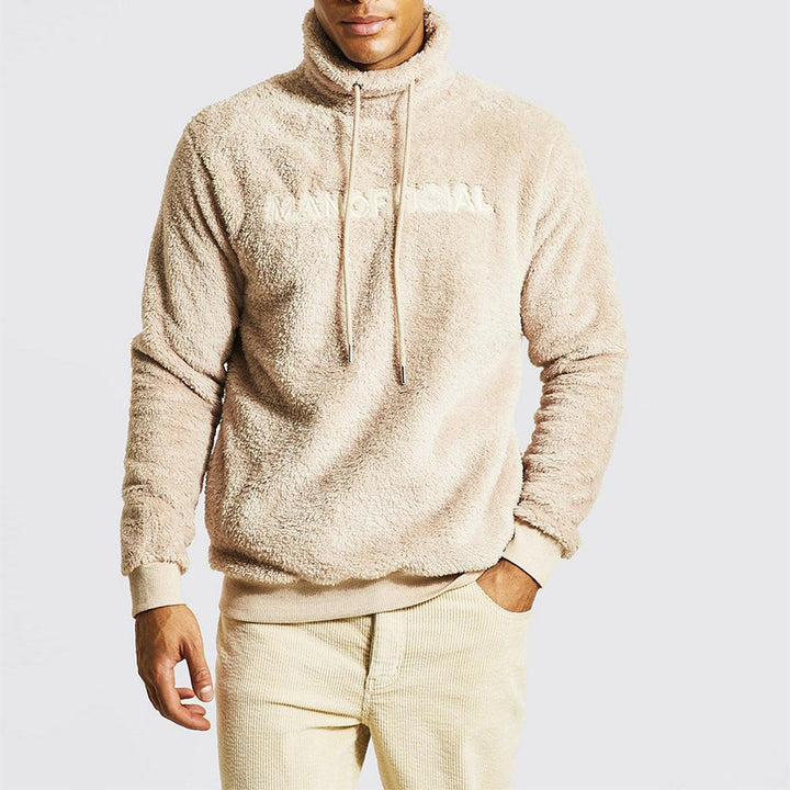 Herren gemütlicher Fleece-Pullover mit hohem Kragen und Kordelzug Echoarchiv