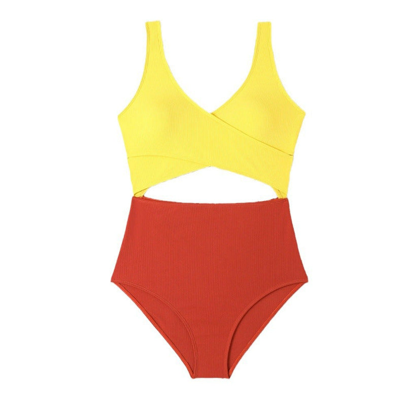 Damen Cut-Out Badeanzug mit hohem Bund und Wickeldesign Echo Archiv