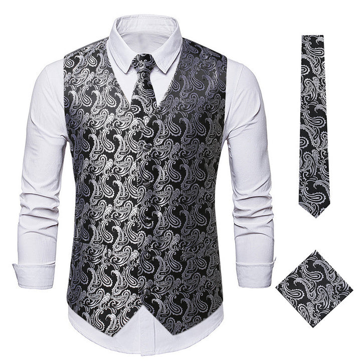 Herren Elegante Weste mit Paisleymuster und passendem Krawatten-Set Echoarchiv