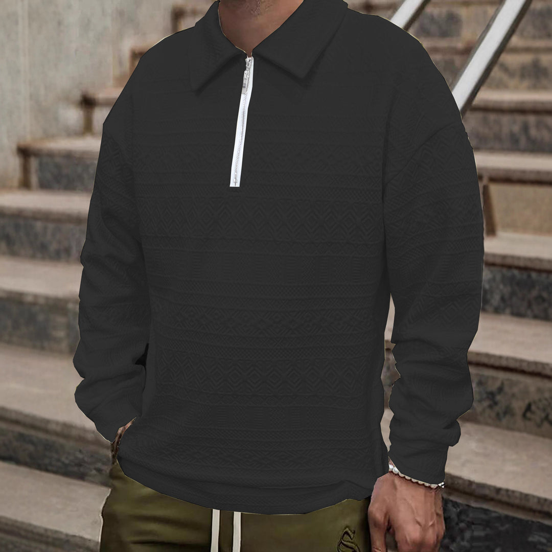 Herren Strickpullover mit Reißverschluss und strukturierter Oberfläche Echoarchiv