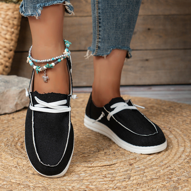 Damen  lässige Leinen-Slipper mit gepolstertem Memory-Fußbett und rutschfester Flexsohle Echo Archiv