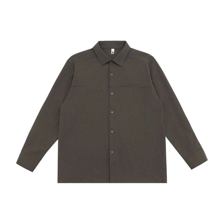 Unisex Longline-Hemdjacke im Boxy-Schnitt aus schwerer Sweatqualität mit verdeckter Druckknopfleiste Echoarchiv