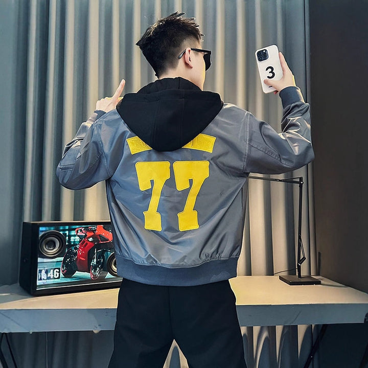 Herren Modische Kapuzenjacke mit buntem Druck Echoarchiv