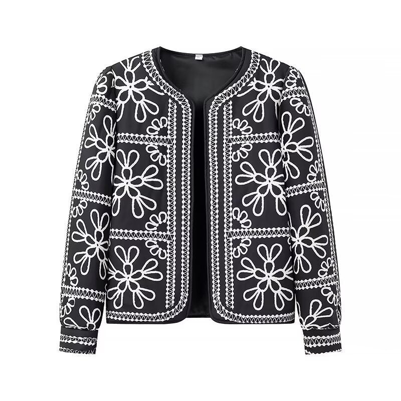 Damen Offene Blazerjacke mit floralem Allover-Print, Rundhalsausschnitt und femininer Passform Echo Archiv