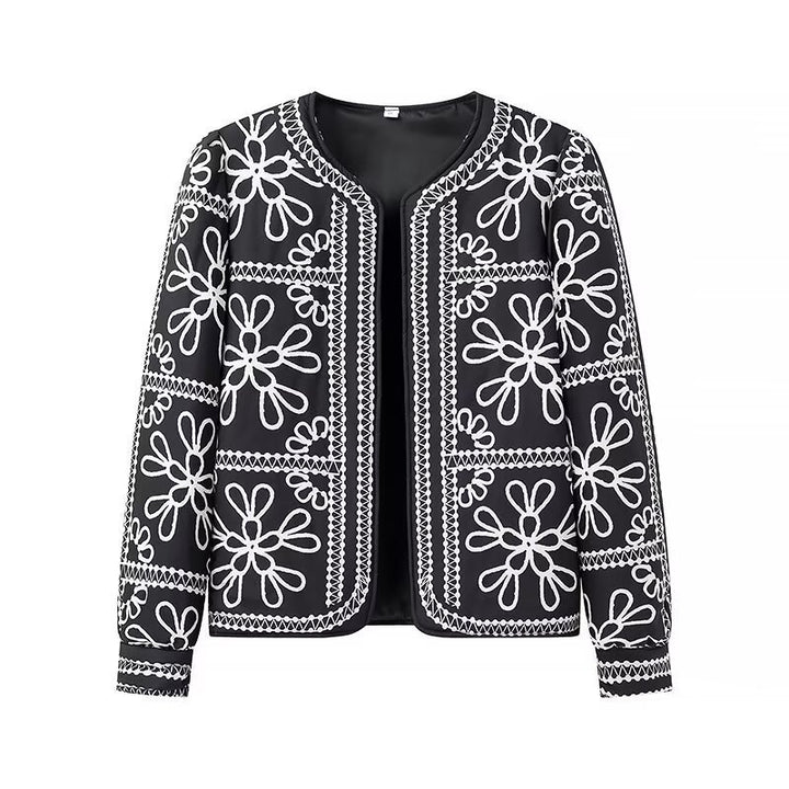 Damen Offene Blazerjacke mit floralem Allover-Print, Rundhalsausschnitt und femininer Passform Echo Archiv