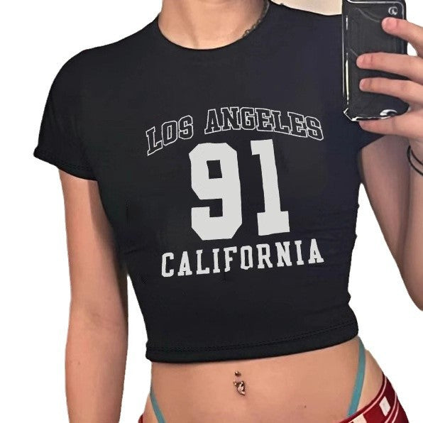Damen Crop-T-Shirt mit sportlichem Los Angeles Design Echo Archiv