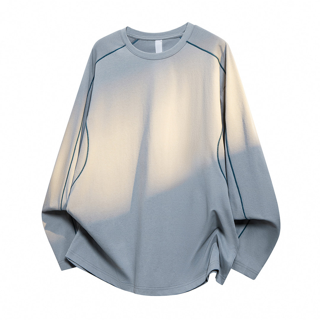 Damen Oversize-Langarmshirt aus Waffel‑ und Jersey‑Mix mit kontrastierenden Flatlocknähten Echo Archiv