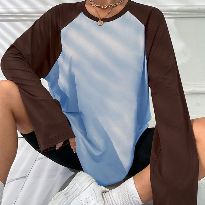 Damen oversized Raglan-Langarmshirt mit weitem Glockenärmel lässiger Silhouette und sportiver Crew-Neck – Avérine