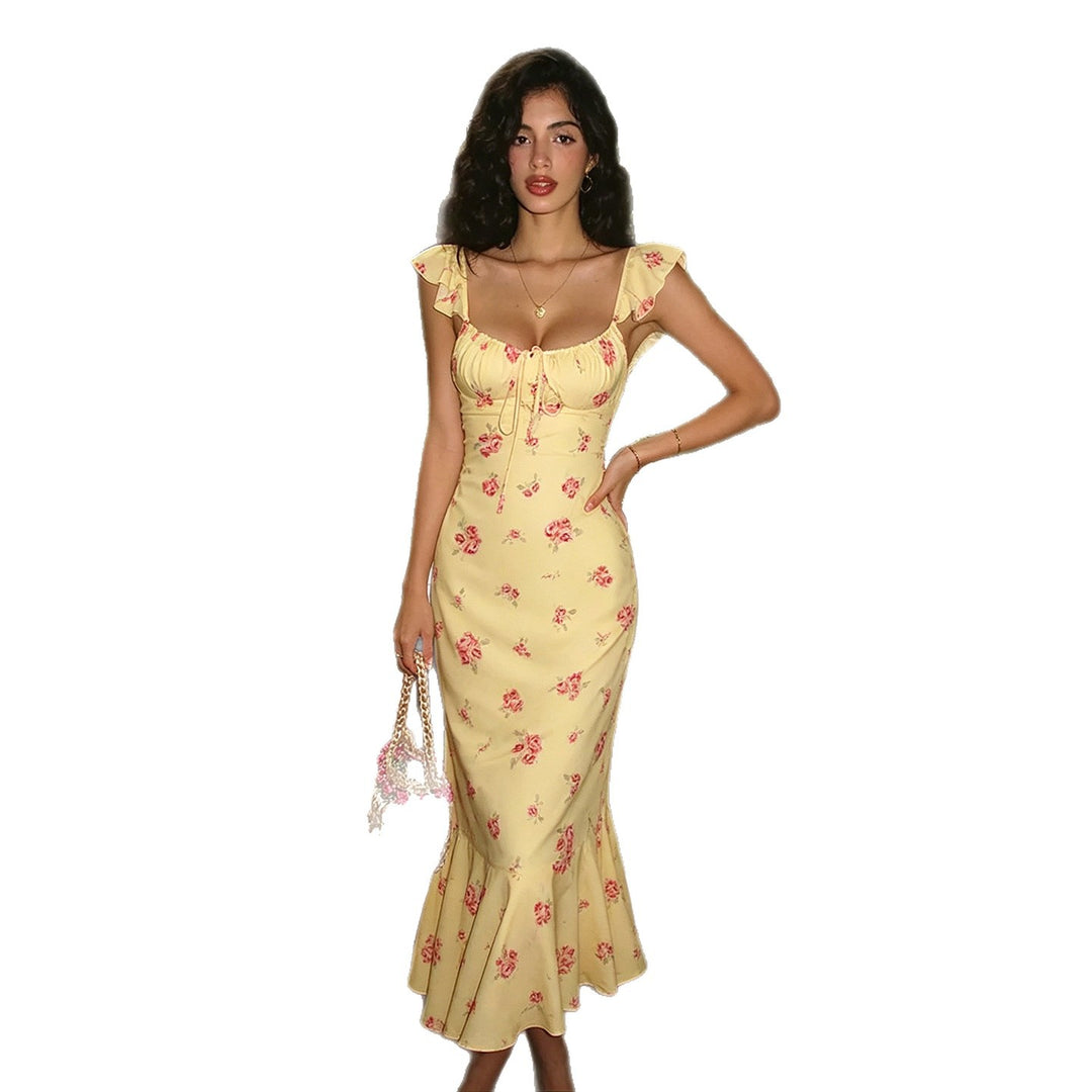 Damen Maxikleid mit raffiniertem Volant und floralem Muster Echo Archiv