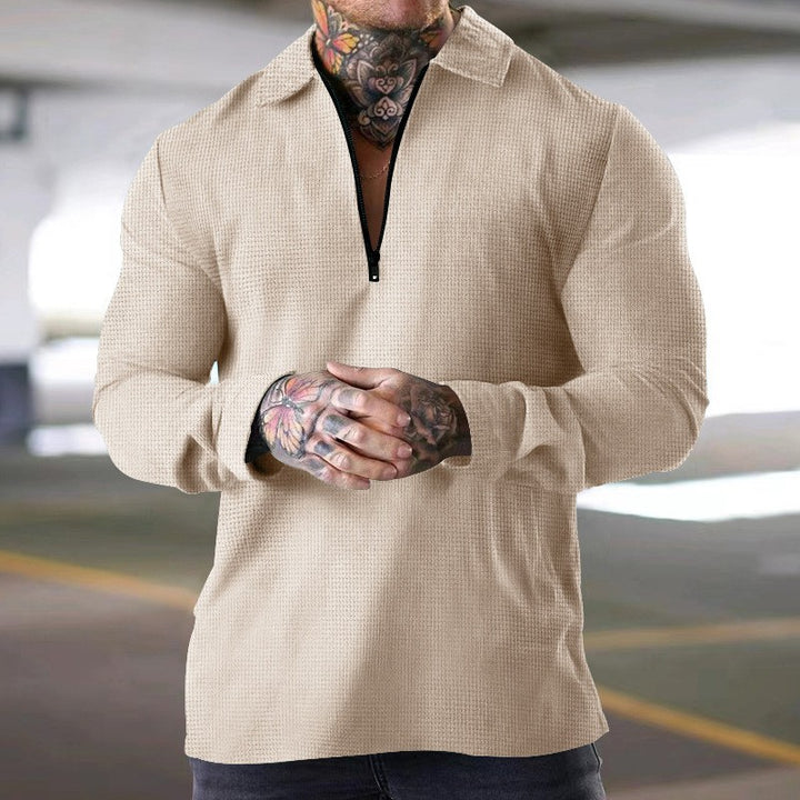 Herren Longsleeve mit modernem Stehkragen und Reißverschluss Echoarchiv