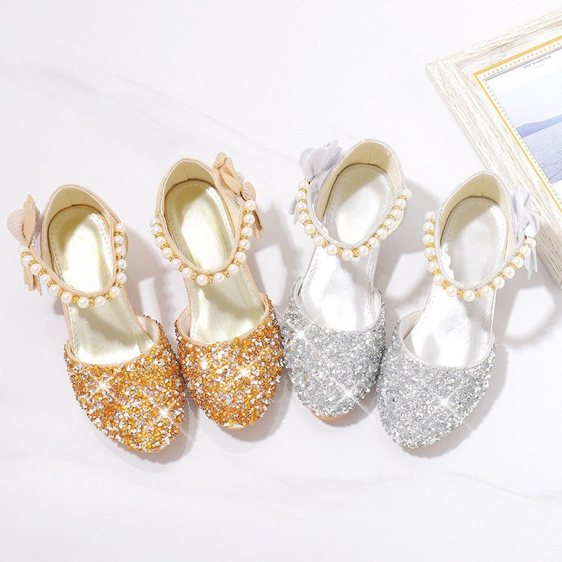 Damen Elegante und funkelnde Mittelabsatzschuhe mit Perlen- und Schleifendetails Echo Archiv