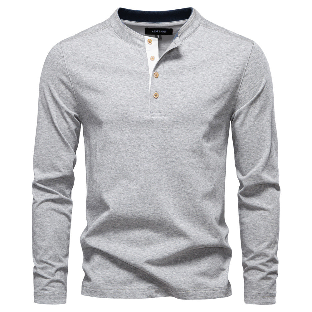 Herren Langarm-Henley-Shirt mit eleganten Druckknöpfen und bequemer Passform Echoarchiv