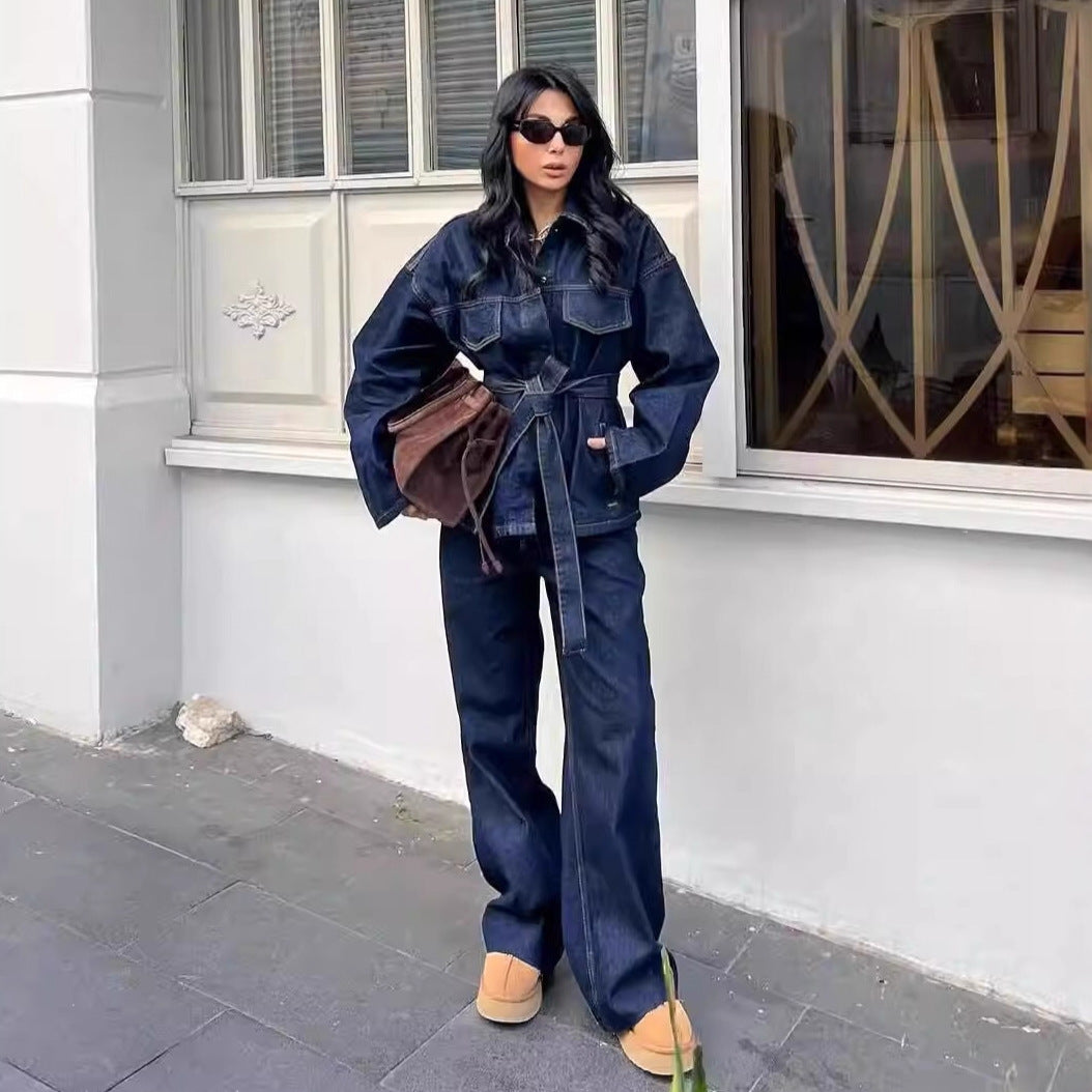 Damen nan hochgeschnittene, weit geschnittene Jeans mit geradem Bein und Fünf-Taschen-Details Echo Archiv