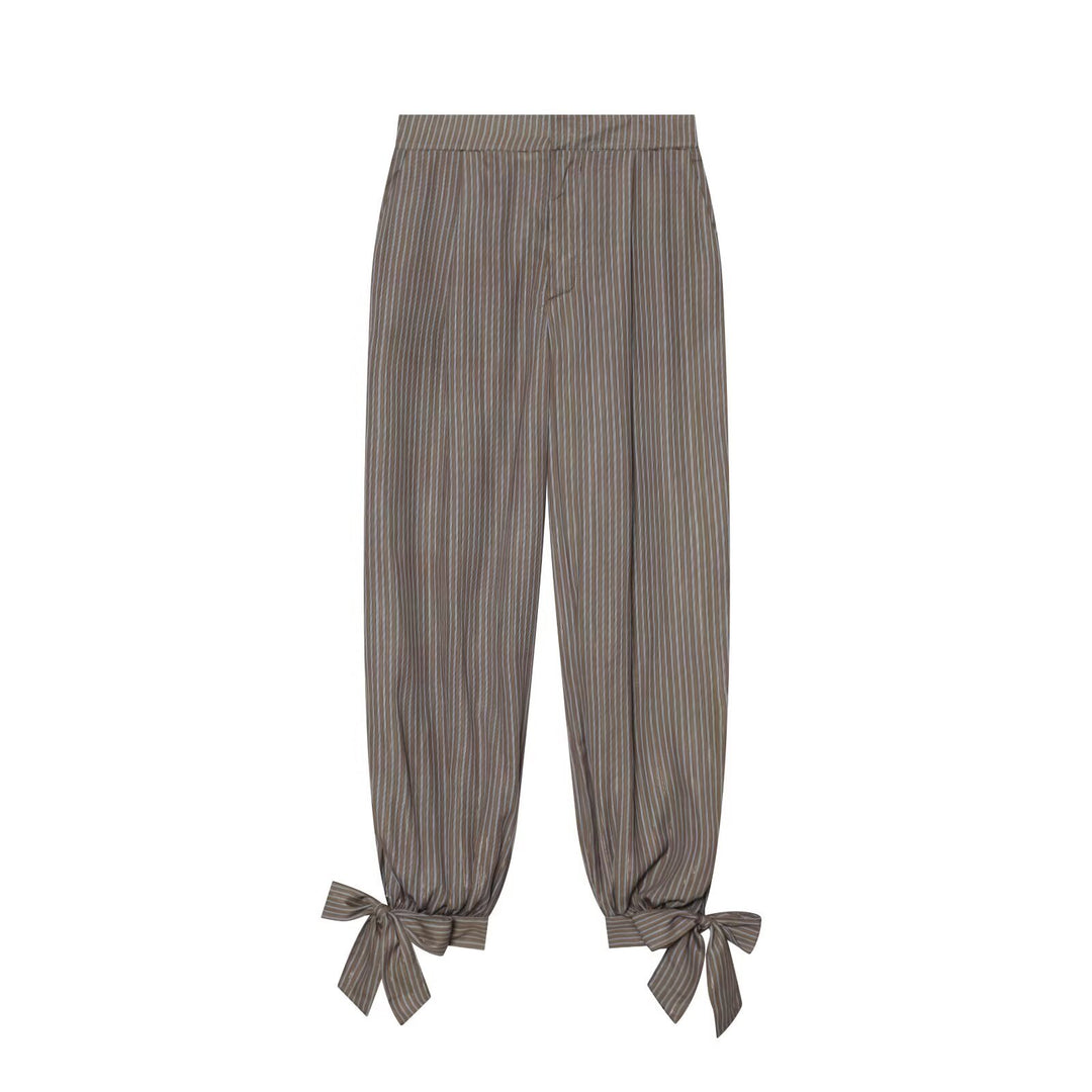 Damen Gestreifte Relaxed-Hose mit elastischem Taillenbund und bindbaren Knöchel-Schleifen Echo Archiv