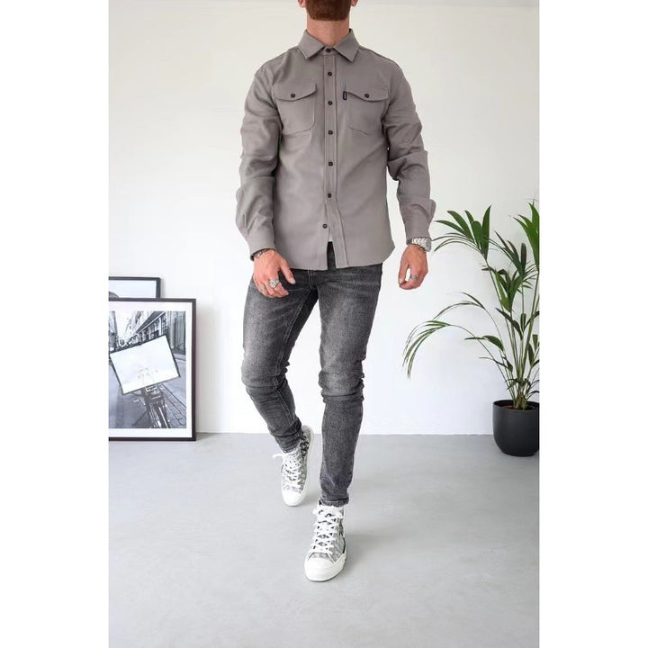 Herren Hemdjacke mit Brusttaschen und taillierter Passform – Taviero