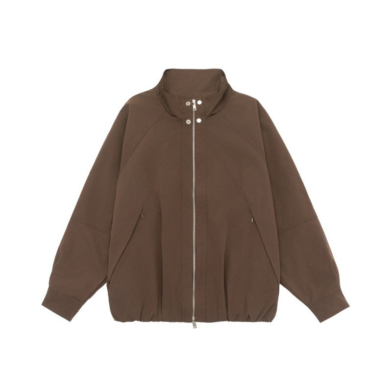 Damen Leichte Raglan-Bomberjacke mit Stehkragen und elastischem Saum Echoarchiv