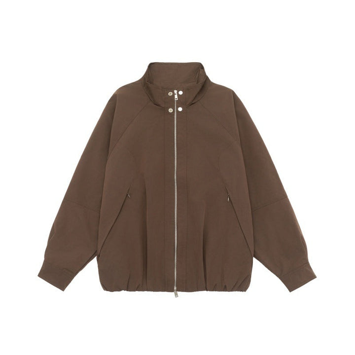 Damen Leichte Raglan-Bomberjacke mit Stehkragen und elastischem Saum Echoarchiv