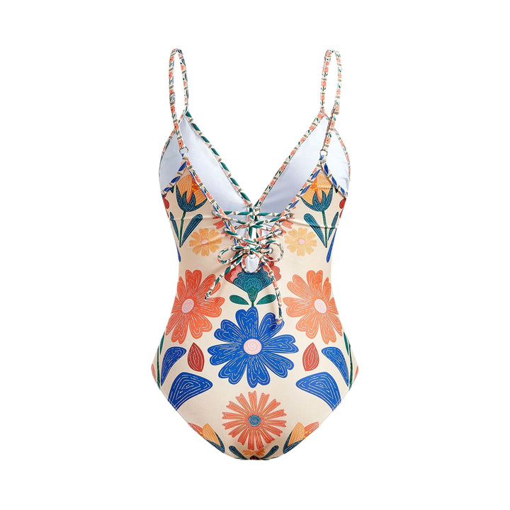 Damen Blumenmuster Badeanzug mit passendem Rock Echo Archiv