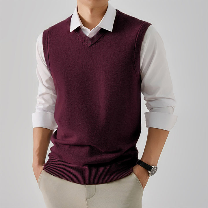 Herren eleganter V-Ausschnitt Pulloverweste Echoarchiv