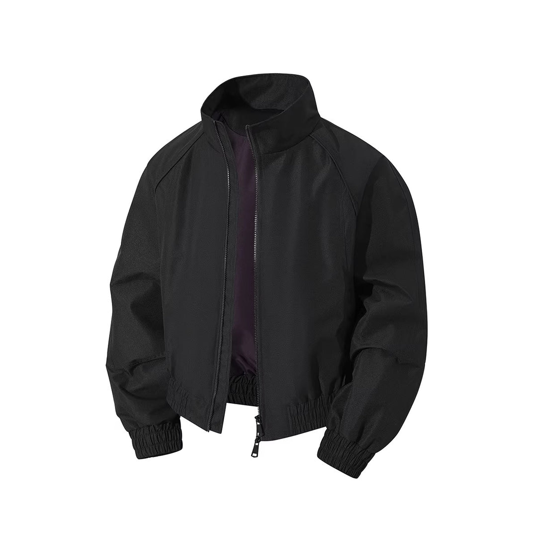 Leichte Windjacke für Herren mit hohem Kragen, Zwei-Wege-Reißverschluss und elastischem Kordelzug in der Taille – Brevano