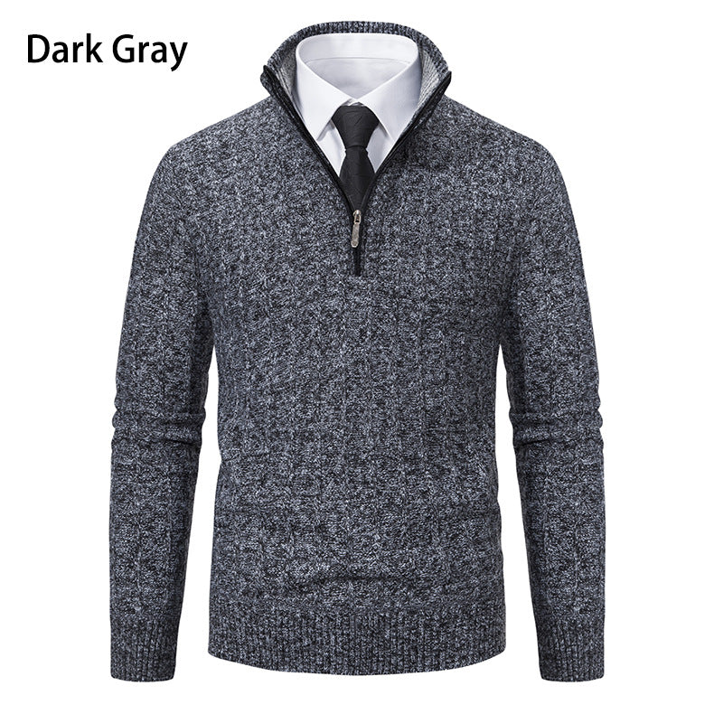 Herren Strickpullover mit hochabschließendem Kragen und Reißverschluss Taschen Echoarchiv