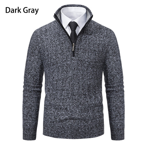 Herren Strickpullover mit hochabschließendem Kragen und Reißverschluss Taschen Echoarchiv