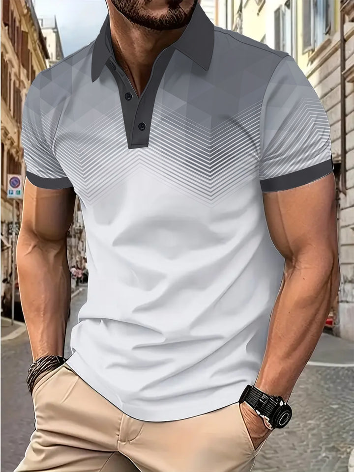 Herren Poloshirt mit modernem geometrischem Muster Echoarchiv