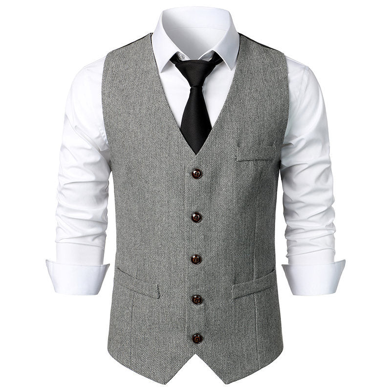 Herren elegante Anzugweste mit feinem Hahnentritt-Muster Echoarchiv