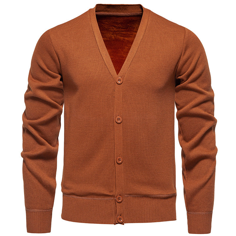Herren nan leichte Feinstrick-Strickjacke mit V-Ausschnitt, verdeckter Knopfleiste und elastischem Rippbündchen Echo Archiv