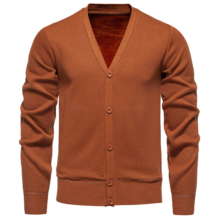 Herren nan leichte Feinstrick-Strickjacke mit V-Ausschnitt, verdeckter Knopfleiste und elastischem Rippbündchen Echo Archiv