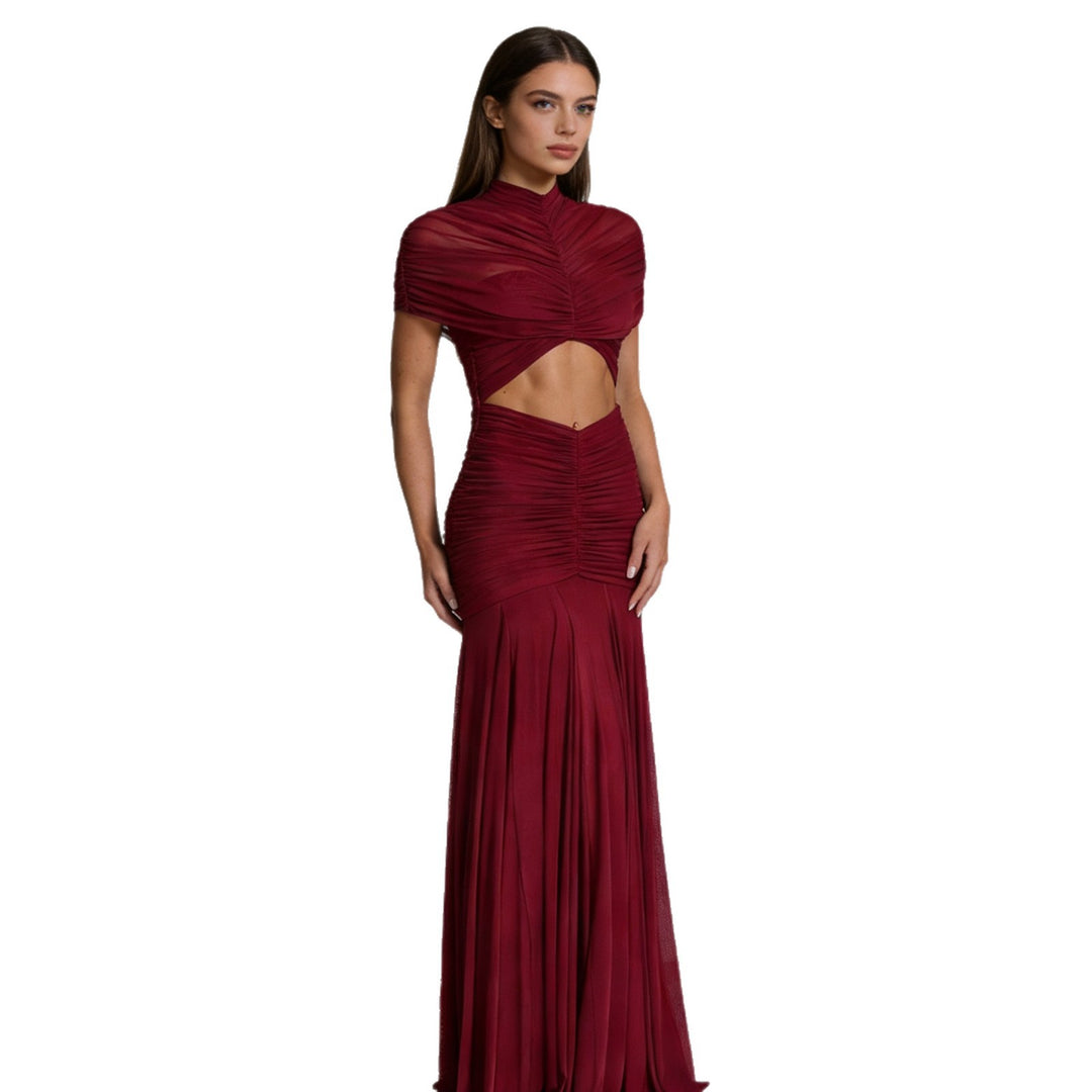 Damen Figuriertes Abendkleid mit raffiniertem Cut-Out-Design und drapiertem Oberteil Echo Archiv