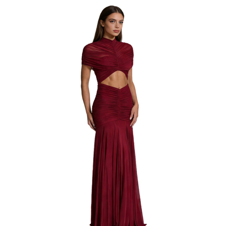 Damen Figuriertes Abendkleid mit raffiniertem Cut-Out-Design und drapiertem Oberteil Echo Archiv