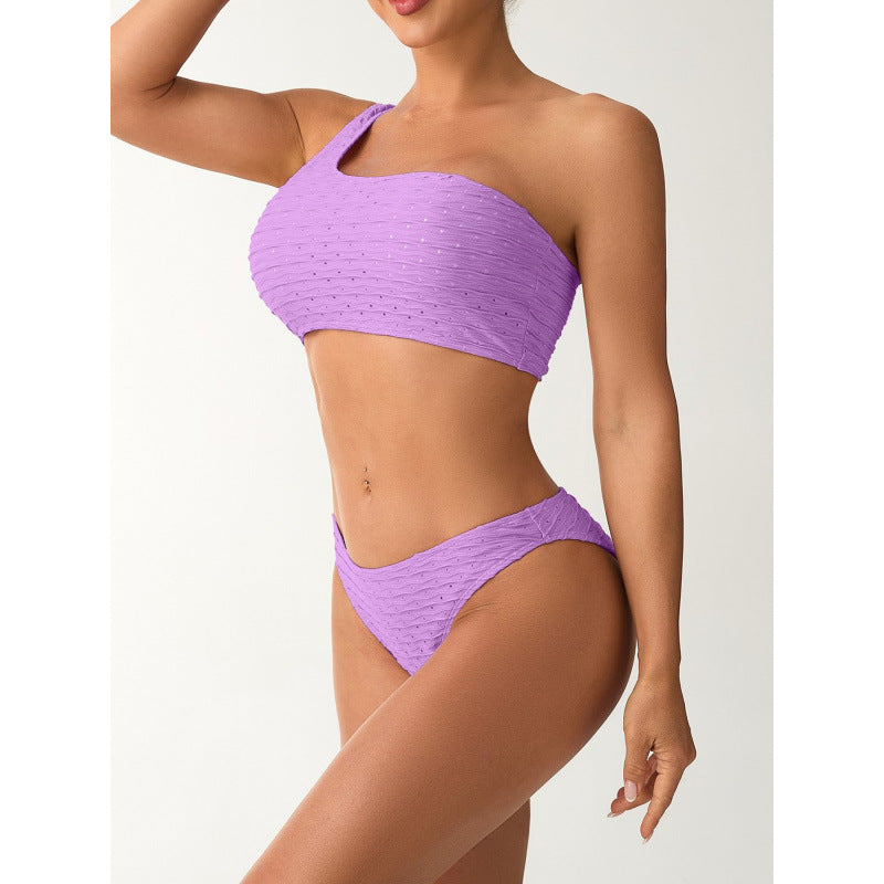 Damen Einseitiger Bikini mit elegantem Rippendesign und verstellbaren Trägern Echo Archiv