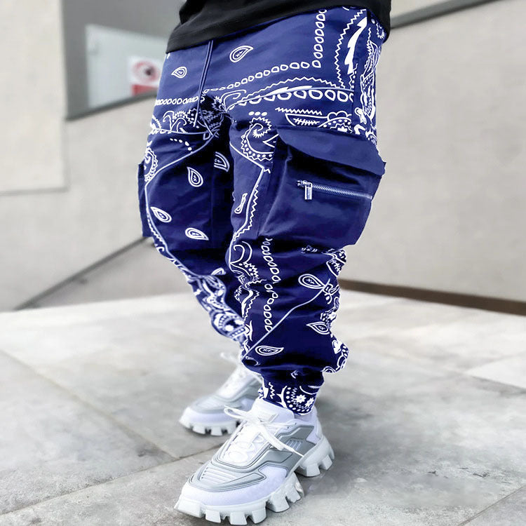 Herren Cargo-Jogginghose mit Bandana-Print, Kordelzug & Mehrfachtaschen – Bravaro