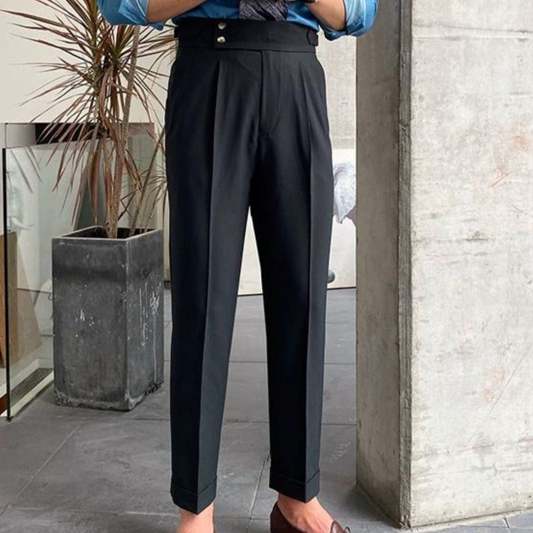 Herren Elegante Hochwasserhose mit Bundfalten – Sorevano