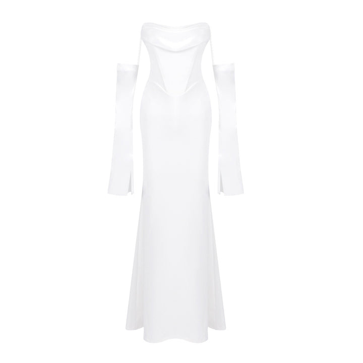 Damen Elegantes Meerjungfrau-Kleid mit schulterfreiem Design und langen Ärmeln Echo Archiv