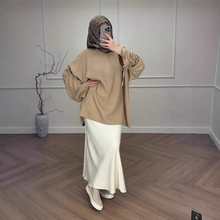 Damen Hochtaillierter Satin-Maxirock mit seidenähnlichem Fall und eleganter Trompetenform Echo Archiv