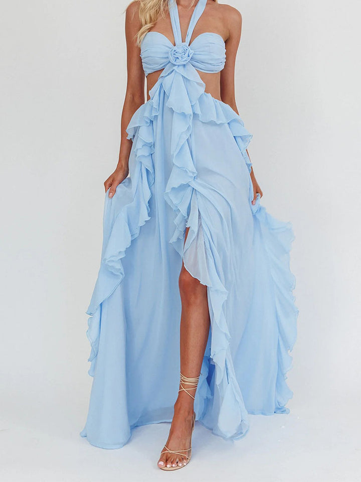 Damen Maxikleid mit Rüschen und Bandeau-Ausschnitt Echo Archiv