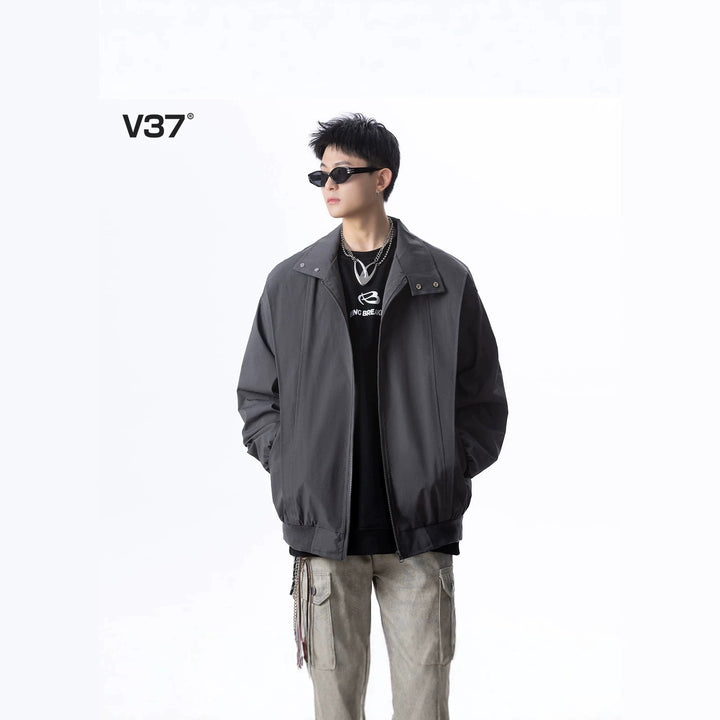 Herren Urbane Utility-Jacke mit hohem Kragen Echoarchiv