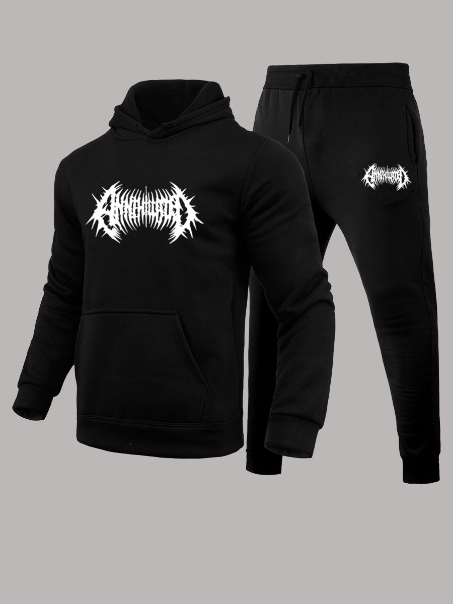 Herren Kapuzenpullover und Jogginghose Set mit auffälligem Grafikdesign Echoarchiv