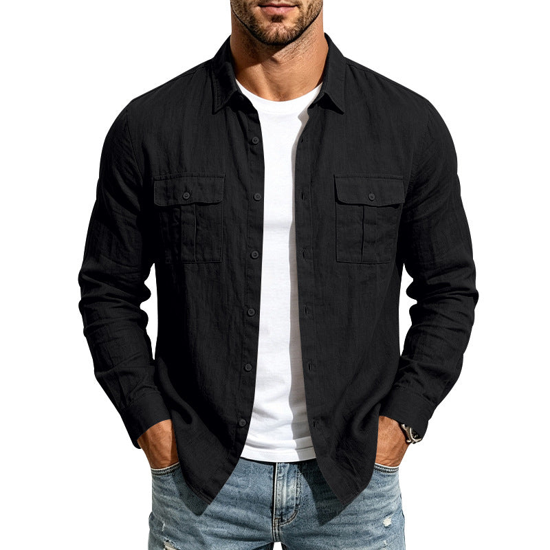Herren Leinenhemd mit Brusttaschen und lässigem Overshirt Echoarchiv