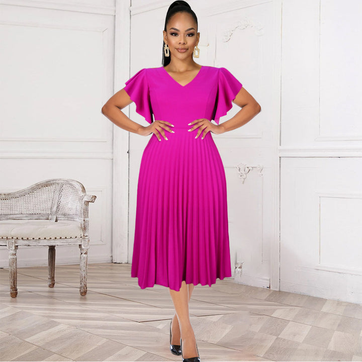 Damen Plisseekleid mit voluminösen Flügelärmeln Echo Archiv