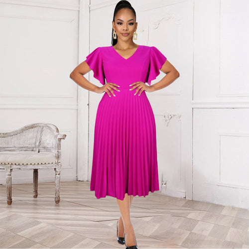 Damen Plisseekleid mit voluminösen Flügelärmeln Echo Archiv