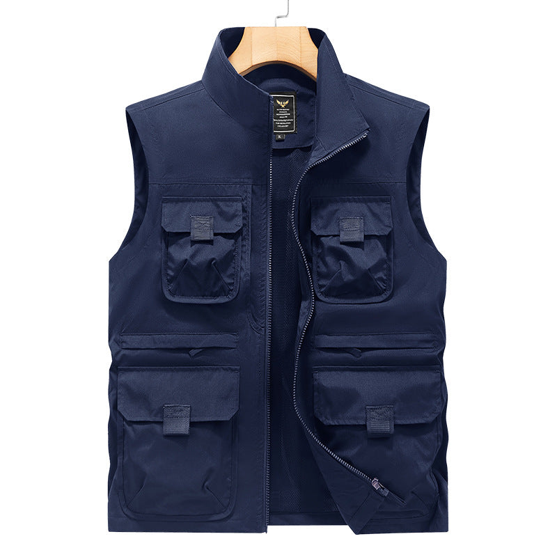 Herren Outdoor-Multitaschenweste mit Schnellzugriffstaschen und Stehkragen – Marzano