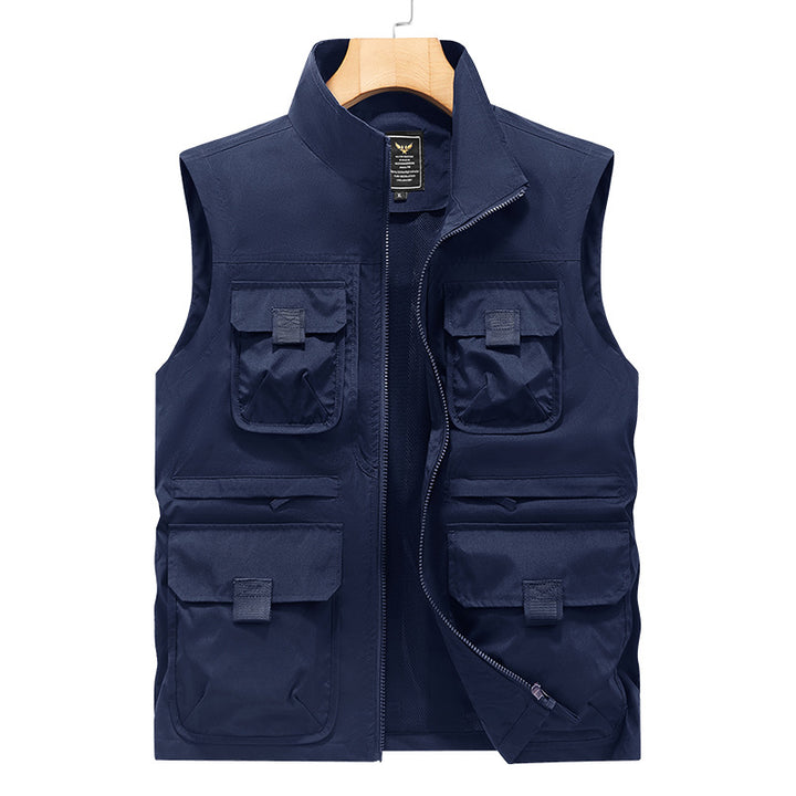 Herren Outdoor-Multitaschenweste mit Schnellzugriffstaschen und Stehkragen – Marzano