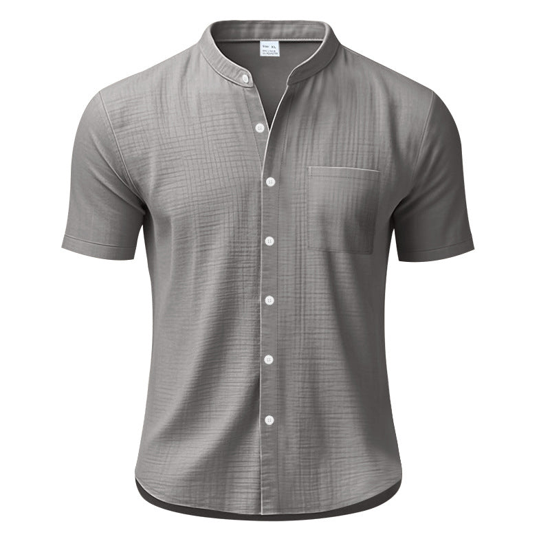 Herren Kurzarm-Henley-Shirt mit strukturiertem Design und Brusttasche Echoarchiv