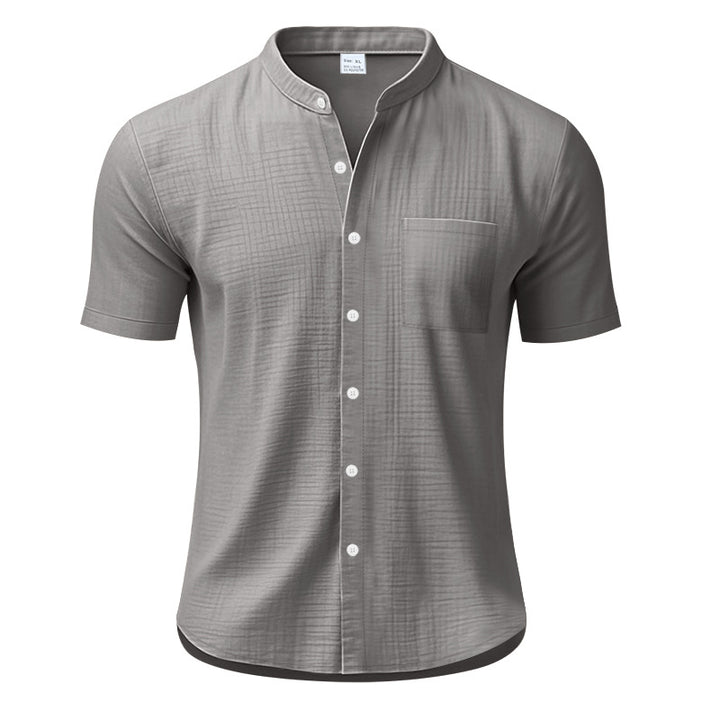 Herren Kurzarm-Henley-Shirt mit strukturiertem Design und Brusttasche Echoarchiv