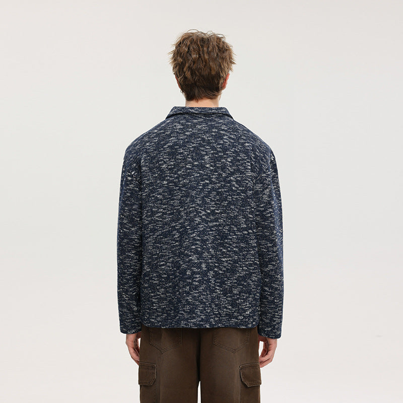 Herren Grobstrick-Kragenpullover mit V-Ausschnitt und Relaxed‑Fit Echo Archiv