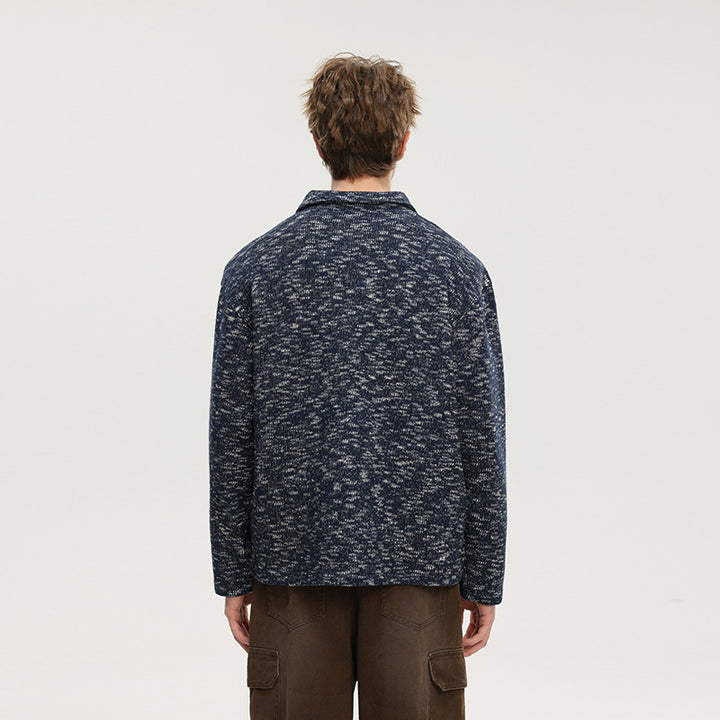Herren Grobstrick-Kragenpullover mit V-Ausschnitt und Relaxed‑Fit Echo Archiv