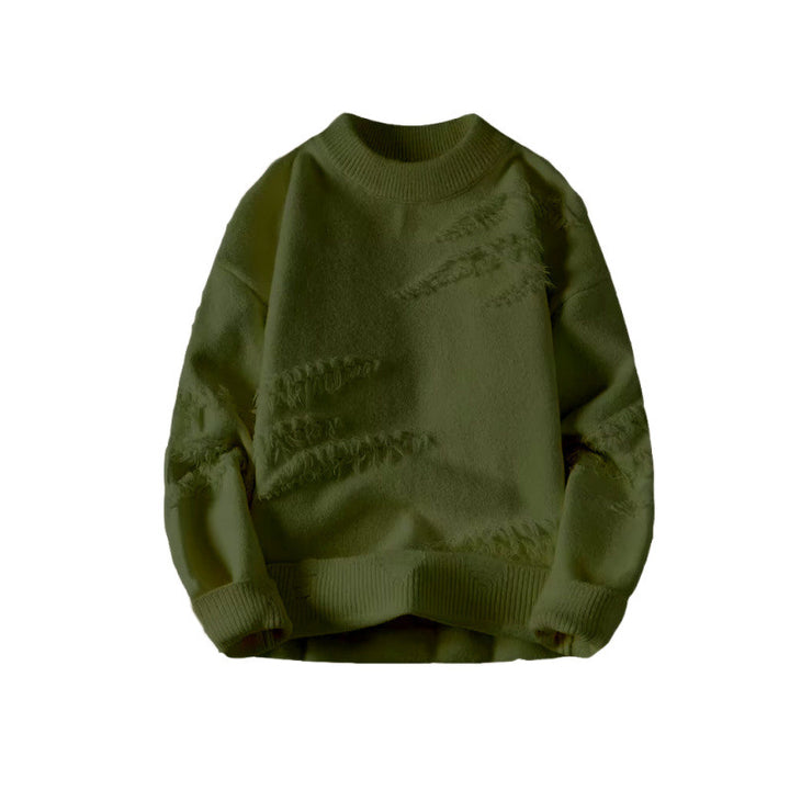 Damen Kurz geschnittener kuscheliger Strickpullover mit Fransen‑Einsätzen und Stehkragen Echoarchiv